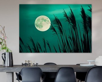 Full moon in the reeds by Poster Art Shop