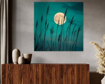 Pleine lune et herbes sur Poster Art Shop