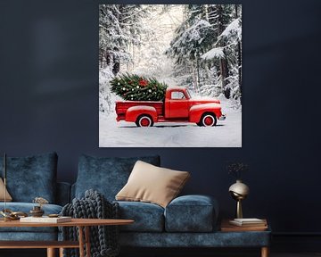 Kerstboom vrachtwagen van Poster Art Shop