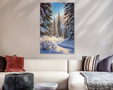 Winter bos idylle van Poster Art Shop