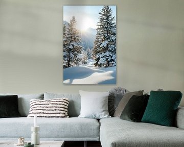 Winterbos Zonlicht van Poster Art Shop