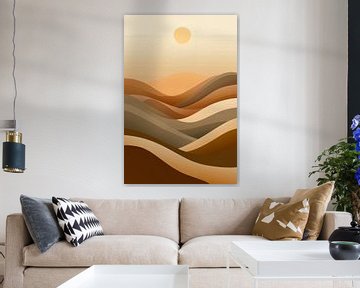 Woestijnlandschap avondzon van Poster Art Shop