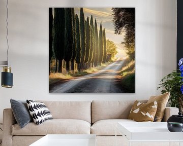 Cypreslaan in de ochtend van Poster Art Shop