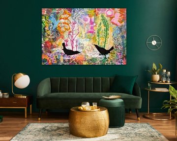 Collage met vogels en planten van Lida Bruinen
