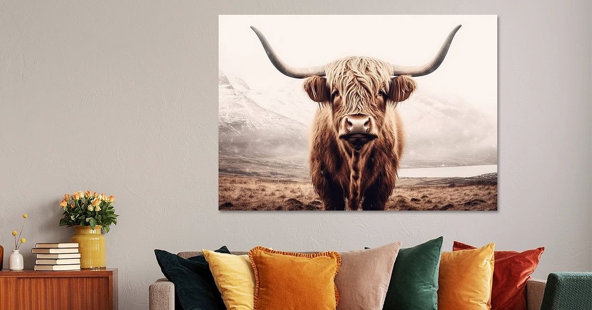 Hoogland koe van Niklas Maximilian op canvas, behang en meer
