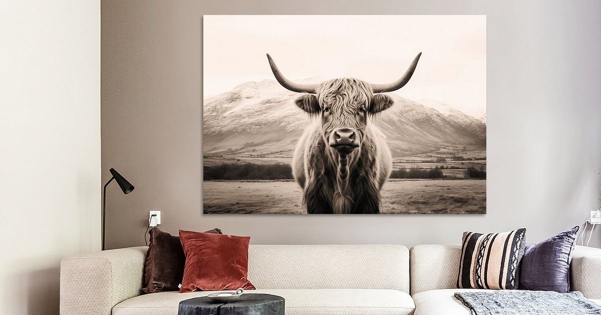 Schattig Hoogland Koe Standbeeld, Handgemaakte Koe Decoraties Hoogland Koe Mini Standbeeld Inwijdingsfeest Decoratieve Geschenken