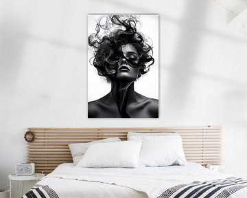 TW living - black and white fotografie - woman portrait 1 van TW living