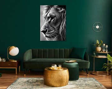 TW living - black white photo - lion 2 by TW living