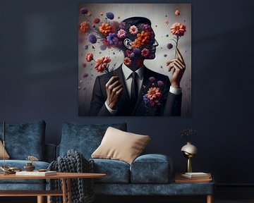 Man met bloemen van Bernhard Karssies