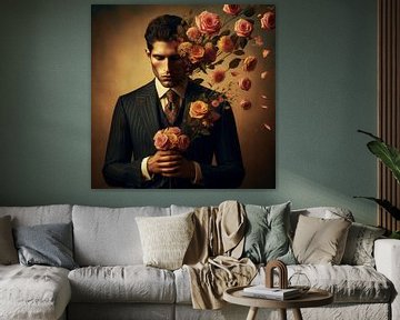 Mann mit Blumen von Bernhard Karssies