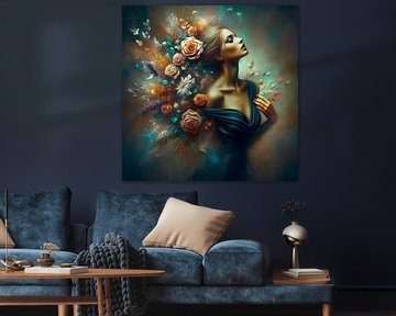 Frau mit Blumen von Bernhard Karssies