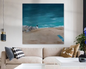 De vrouw aan zee - Via del Pescatore van Petra Kaindel