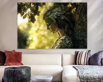 picturesque magical fantasy forest with angel