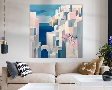Blauwe steegjes in Griekenland van Poster Art Shop