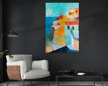 Colourful coastal houses by Poster Art Shop