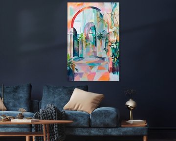 Colourful garden arcade by Poster Art Shop