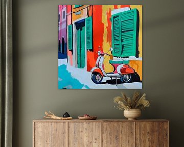 Colourful Vespa road by Poster Art Shop
