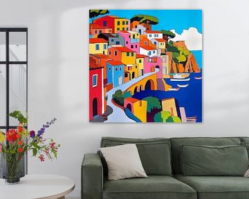 Kleurrijke kustplaats van Poster Art Shop