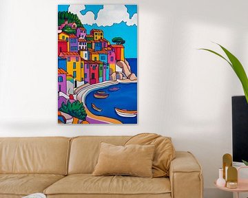 Kleurrijke kustplaats van Poster Art Shop