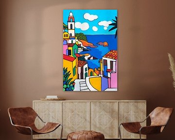 Colourful coastal town by Poster Art Shop