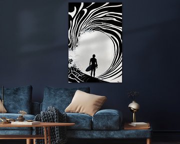 Surfer in the water by Poster Art Shop