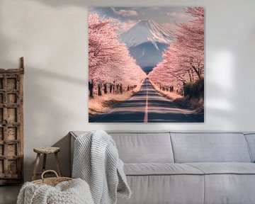 Kersenbloesemroute Fuji van Poster Art Shop