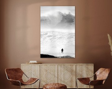 Surfer in de storm van Poster Art Shop