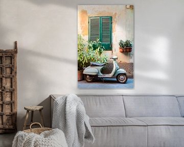 Vespa en planten van Poster Art Shop