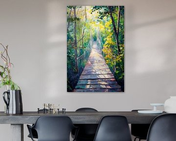 Hängebrücke im Wald von Poster Art Shop