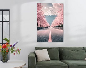 Kersenbloesemroute Fuji van Poster Art Shop