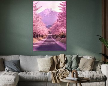 Kersenbloesempad berg Fuji van Poster Art Shop