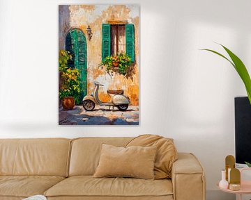 Vespa à la fenêtre sur Poster Art Shop