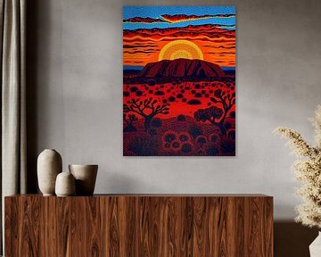 Uluru zonsondergang Aboriginal kunst van Art Kingdom