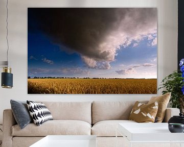 Nederlands Gronings graanlandschap met wolkenlucht van Mark Scheper
