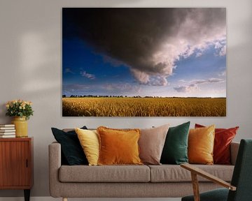 Nederlands Gronings graanlandschap met wolkenlucht van Mark Scheper