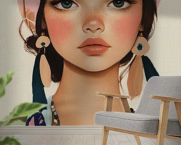 Eclectisch portret, hippe illustratie van Carla Van Iersel