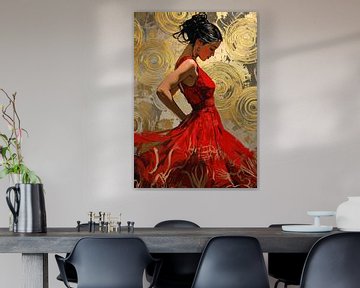 Passionate dancer in Red & Gold II van Bianca ter Riet