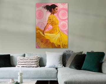 Yellow Dance in Pink Circles; True Joy van Bianca ter Riet