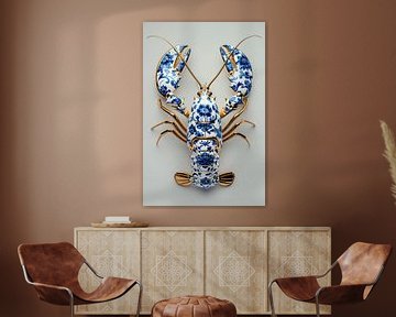 Lobster Luxe - Delfts Blauw met Goud op zacht saliegroen van Marianne Ottemann - OTTI