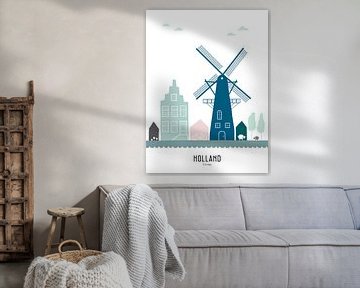 Skyline illustratie Holland in kleur van Mevrouw Emmer