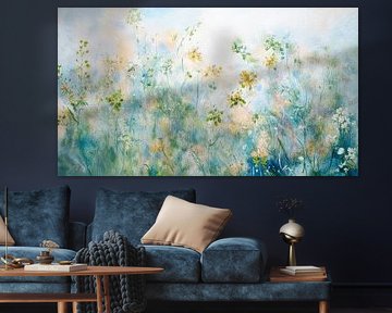 Bijzonder schilderij met veldbloemen in het gras van Studio Pieternel