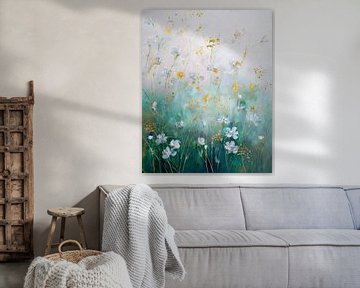 Sereen schilderij met Wilde bloemen in het gras van Studio Pieternel