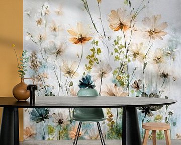 Het wordt zomer! Sereen schilderij met wilde bloemen in het gras van Studio Pieternel