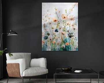 Het wordt zomer! Sereen schilderij met wilde bloemen in het gras van Studio Pieternel