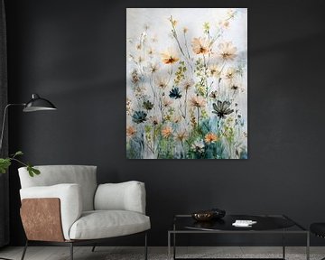 Het wordt zomer! Sereen schilderij met wilde bloemen in het gras van Studio Pieternel