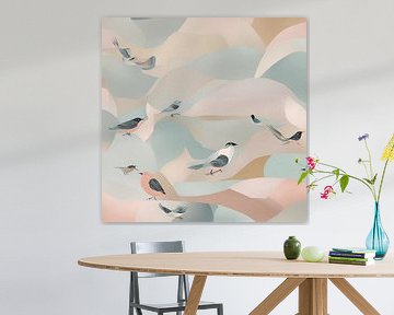 Pastel birds van CanvasbyCaro