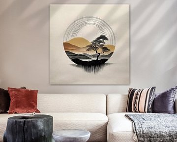 Japandi - WabiSabi Art -  Sereen Japans Landschap van Studio Pieternel