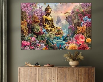 Boeddha Meditatie in Eclectische Bloementuin van Art & Soul Creations