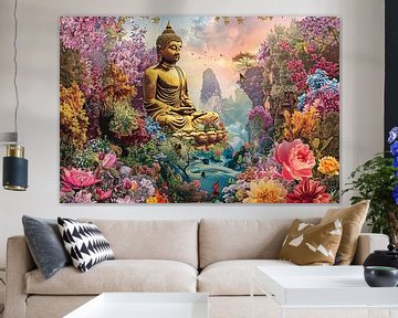Boeddha Meditatie in Eclectische Bloementuin van Art & Soul Creations