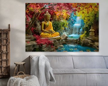 Meditatieve Boeddha in Herfstkleurige Oase van Art & Soul Creations